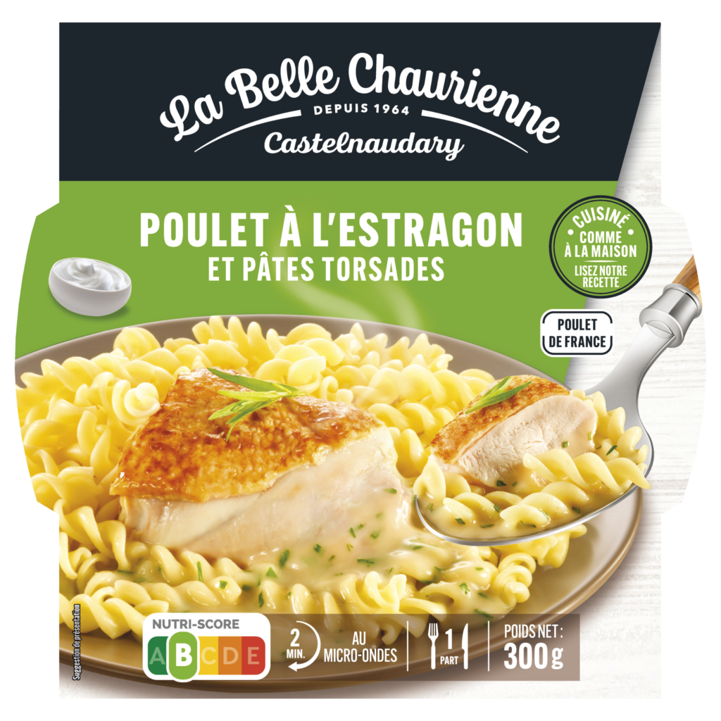 Poulet à l'estragon et pâtes torsades