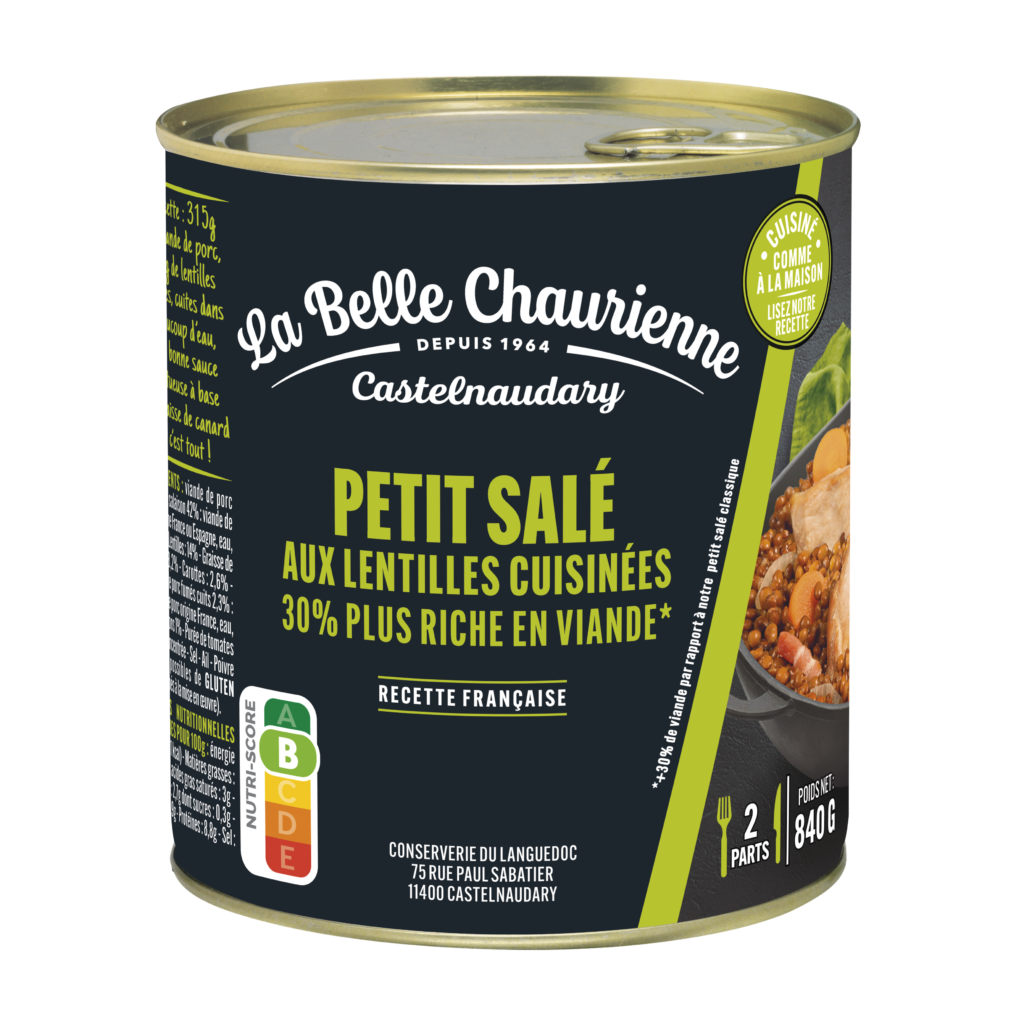 Petit salé aux lentilles cuisinées 30% plus riche en viande