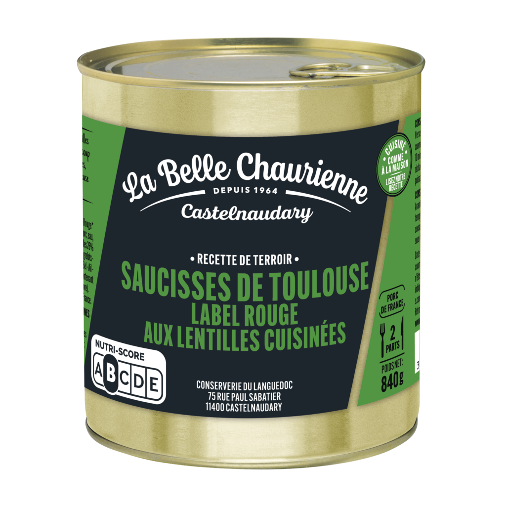 Saucisses de Toulouse aux lentilles cuisinées