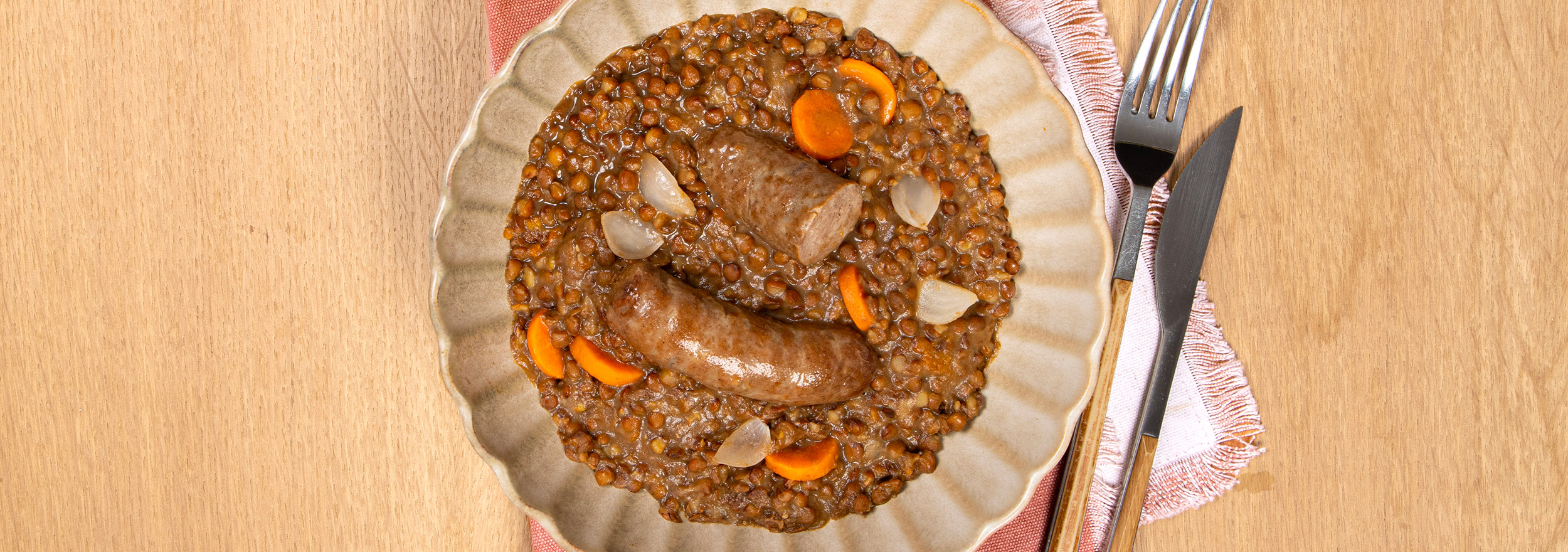 Plat cuisiné Saucisses lentilles par La Belle Chaurienne