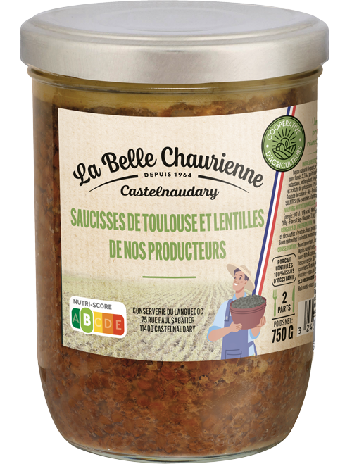 Saucisses de toulouse et lentilles de nos producteurs